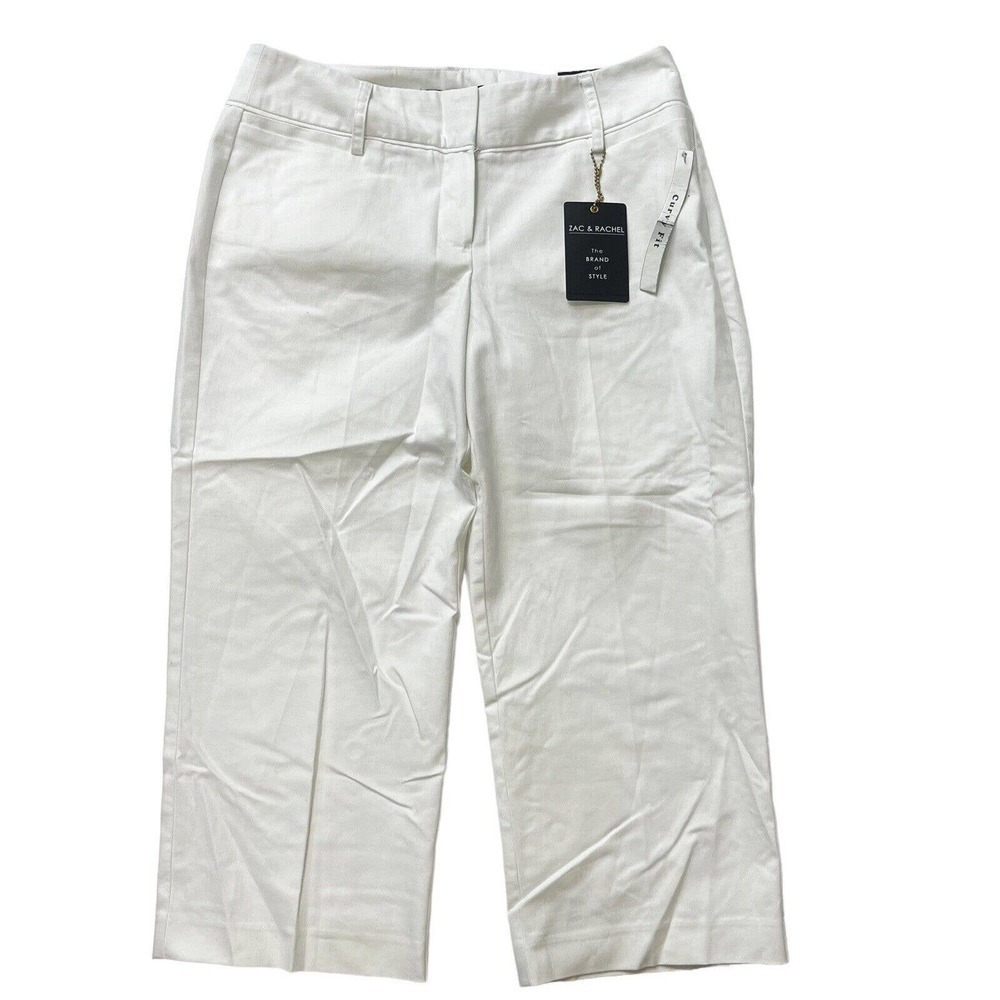 Zac & Rachel White Curvy Fit Pants Size 8 NWT Cropped